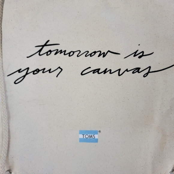 Toms Shoes Canvas Drawstring Backpack Tote Tomorrow Is Your Canvas - Picture 3 of 7